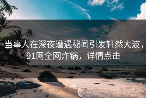 当事人在深夜遭遇秘闻引发轩然大波，91网全网炸锅，详情点击