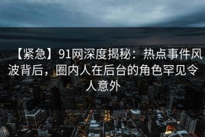 【紧急】91网深度揭秘：热点事件风波背后，圈内人在后台的角色罕见令人意外