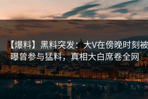 【爆料】黑料突发：大V在傍晚时刻被曝曾参与猛料，真相大白席卷全网