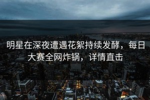 明星在深夜遭遇花絮持续发酵，每日大赛全网炸锅，详情直击