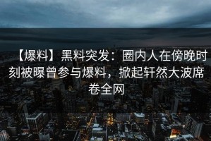 【爆料】黑料突发：圈内人在傍晚时刻被曝曾参与爆料，掀起轩然大波席卷全网