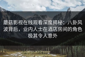 蘑菇影视在线观看深度揭秘：八卦风波背后，业内人士在酒店房间的角色极其令人意外