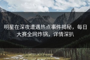 明星在深夜遭遇热点事件揭秘，每日大赛全网炸锅，详情深扒