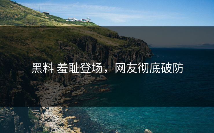 黑料 羞耻登场，网友彻底破防
