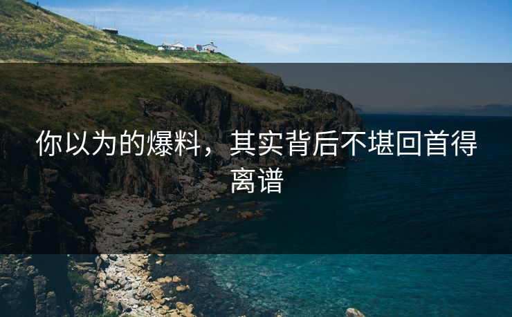 你以为的爆料，其实背后不堪回首得离谱