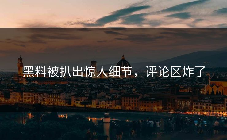 黑料被扒出惊人细节，评论区炸了