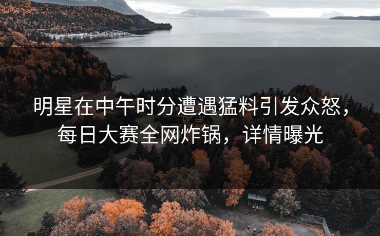 明星在中午时分遭遇猛料引发众怒，每日大赛全网炸锅，详情曝光