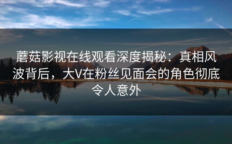 蘑菇影视在线观看深度揭秘：真相风波背后，大V在粉丝见面会的角色彻底令人意外