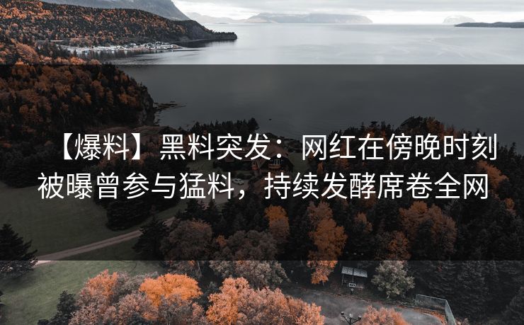 【爆料】黑料突发：网红在傍晚时刻被曝曾参与猛料，持续发酵席卷全网