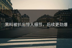 黑料被扒出惊人细节，后续更劲爆