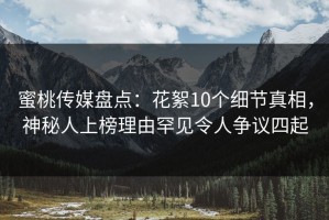 蜜桃传媒盘点：花絮10个细节真相，神秘人上榜理由罕见令人争议四起