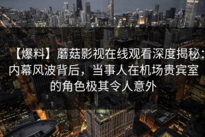 【爆料】蘑菇影视在线观看深度揭秘：内幕风波背后，当事人在机场贵宾室的角色极其令人意外