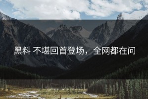 黑料 不堪回首登场，全网都在问