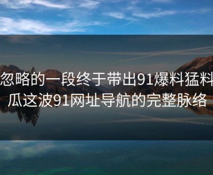 被忽略的一段终于带出91爆料猛料吃瓜这波91网址导航的完整脉络
