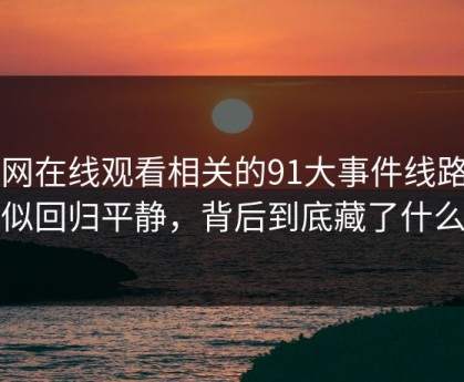 91网在线观看相关的91大事件线路看似回归平静，背后到底藏了什么