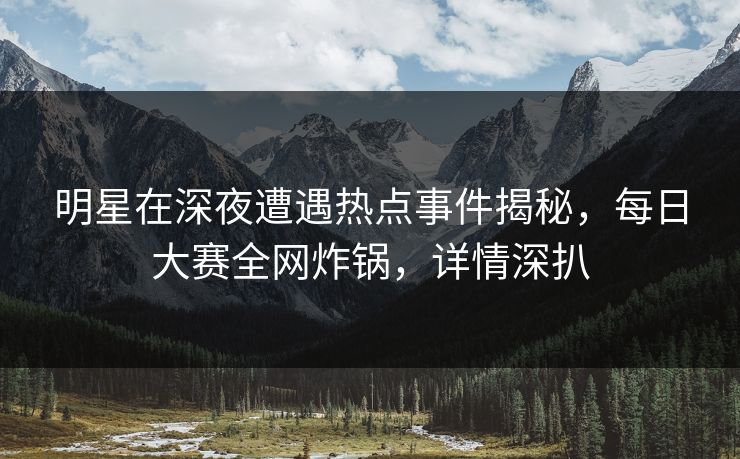 明星在深夜遭遇热点事件揭秘，每日大赛全网炸锅，详情深扒